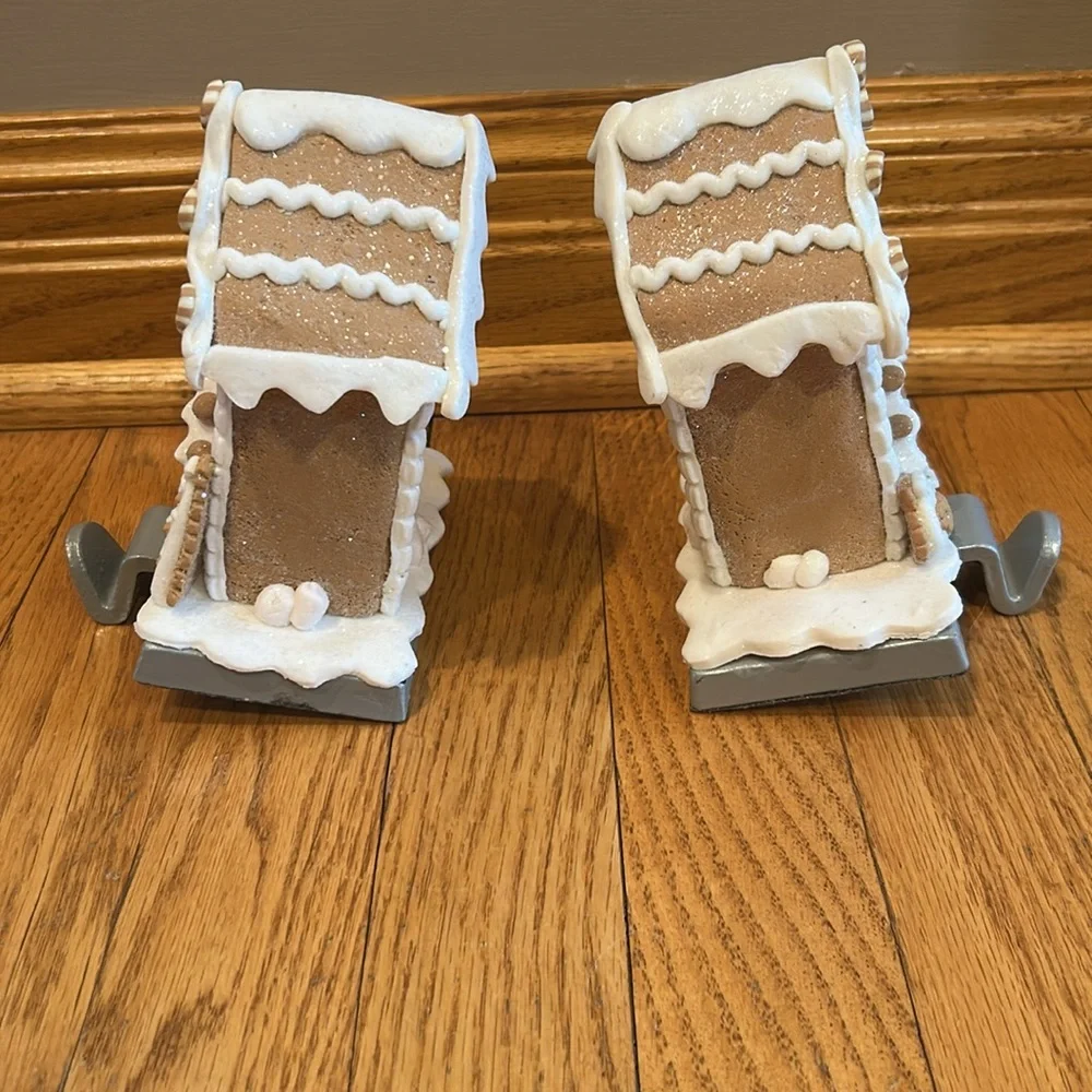 Gingerbread House Stocking Holders - White and Brown - Picture 2 of 4